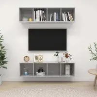 Prolenta Maison Exclusive - Meubles TV muraux 2 pcs Gris béton Bois d'ingénierie