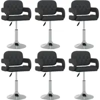 Syfax Chaises pivotantes à manger lot de 6 noir similicuir