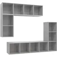 Syfax Ensemble de meubles TV 4 pcs Gris béton Bois d'ingénierie