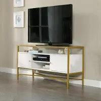 AEA Weißer TV-Lowboard in rechteckiger Form mit integriertem offenem Mittelfach