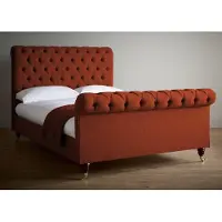 AEA Bett Polster Design Luxus Doppel Hotel Betten Schlaf Zimmer Chesterfield Orange
