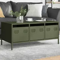 Prolenta Maison Exclusive - Table basse vert olive 101,5x50x43,5 cm Acier laminé à froid