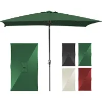 HENGDA Parasol rectangulaire, manivelle inclinable, fer, parasol de balcon, parasol de marché, inclinable, 1,4 x 2,1 m, vert