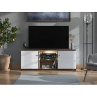 Dmora Cedegolo - Meuble TV, 157x40x60h cm Blanc, 4 Étagères