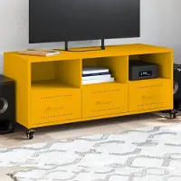 Prolenta Maison Exclusive - Meuble TV jaune moutarde 100,5x39x43,5 cm Acier laminé à froid