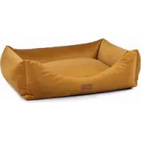Adgo Lit pour chien Oaza Velvet avec rebord, lit pour animaux, lit, lit au sol, coussin pour chien, canapé pour chien, lit pour chat, panier pour chien, canapé pour chien, M (70 x 60, doré)