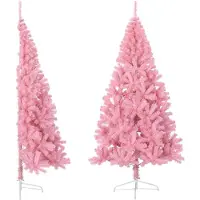 Syfax Demi sapin de Noël artificiel avec support Rose 210 cm PVC