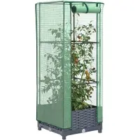 Prolenta Maison Exclusive - Potager surélevé avec serre intégrée aspect rotin 40x40x123 cm