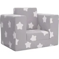 Prolenta Maison Exclusive - Canapé-lit pour enfants, gris clair, motifs étoiles, tissu doux et pelucheux