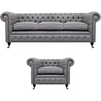 AEA Ensemble de canapés Canapé Coussin Chesterfield Design Canapé Trois places Set Fauteuil