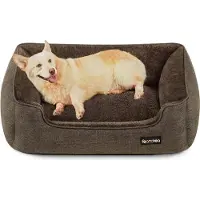 Feandrea Lit pour chien, housse amovible, 90 x 75 x 25 cm, marron