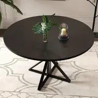 StarTech.com Table à manger - Ronde 120 cm - Plateau en bois - Pied central en métal - Pour 4 personnes - Moderne - Pour les petites pièces - Noir