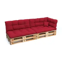 Pokar Coussin pour palette avec belle surpiqûre Garniture canapé-palette, Taille:Set de 6, Couleur:Rouge