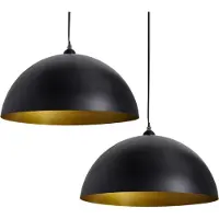 vidaXL Set de 2 plafonniers "Jagstzell" en métal noir + doré. Dimensions (L/H) 35x17 cm