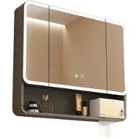 360Home Armoire de toilette, armoire de toilette avec LED, miroir de salle de bain avec armoire, armoire de toilette murale, noir 90【JG-HS414】