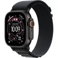 Apple Watch Ultra 3 GPS + Cellular, 49mm, Boîtier Titane Noir, Bracelet Boucle Alpine Noire, Medium