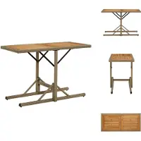 vidaXL Table de jardin Beige Bois massif Acacia et Poly Rotin - Tables de jardin