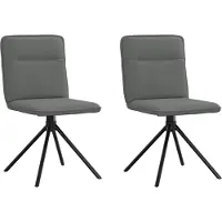 Syfax Chaises à manger lot de 2 gris foncé tissu
