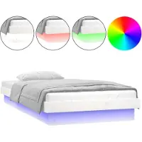 Syfax Cadre de lit à LED sans matelas blanc bois massif