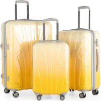 Suitline - Set de 3 valises à roulettes valise rigide 4 roulettes trolley bagage à main et bagage à main valise extensible Travel Luggage Set de bagages Hardcase ABS, TSA,Safari Sunrise