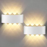 IeGeek Applique murale LED d'intérieur 22 x 8 x 5 cm Applique murale Up and Down, applique murale en aluminium moulé sous pression 8 W, applique murale d'intérieur 3000 K blanc chaud, 2 pièces