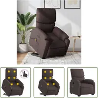 The Living Store Fauteuil de massage avec releveur Tissu brun foncé
