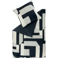 Set One By Musterring Renforcé Parure de lit SLOW Noir 155 x 220 cm