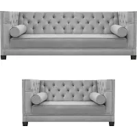 AEA Grau Sofas Couch Wohnzimmer Garnituren Textil Sofagarnitur Einrichtung 3+2