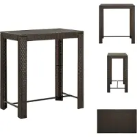 vidaXL Table de bar de jardin marron 100x60,5x110,5 cm Poly rotin - Tables de jardin
