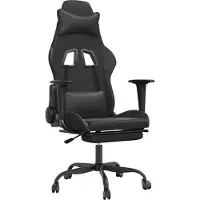 Syfax Chaise de jeu de massage avec repose-pied Noir Similicuir