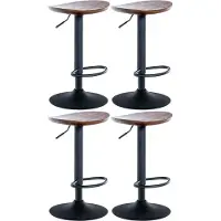 CLP Chaise de bar Skelde (lot de 4) - piètement noir, métal / bois massif - Natura
