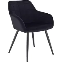 Merkloos Chaise de salle à manger en velours - Noir - Fauteuil - Avec accoudoirs - Chaise de salon