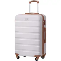 Sonstiges COOLIFE Premium valise à coque dure Trolley valise à roulettes 4 roulettes serrure TSA blanc/marron