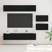 Prolenta Meuble TV exclusif - Ensemble de 6 pièces, finition bois imitation chêne noir, matériau composite