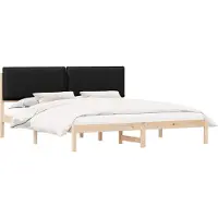 Syfax Cadre de lit avec tête de lit rembourrée Noir 200 x 200 cm