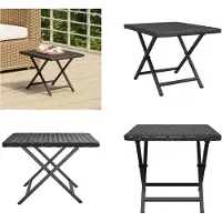 vidaXL Table pliante Noir 45x35x32 cm Poly Rotin - Table pliante - Tables pliantes - Meuble de jardin - Table à manger