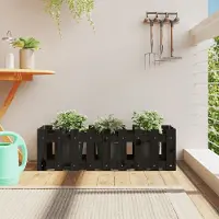 Prolenta Maison Exclusive - Jardinière surélevée design lattes noir 100x30x30 cm bois massif pin