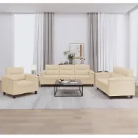 Prolenta Maison Exclusive - Ensemble de canapés 3 pièces avec coussins, tissu microfibre crème