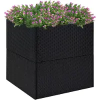 Prolenta Maison Exclusive - Bac à plantes noir 80 x 80 x 80 cm en rotin synthétique