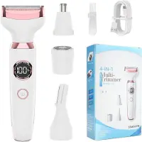 INF Ensemble de rasoir électrique 4-en-1 pour femmes - Épilation indolore visage, corps, nez et sourcils Blanc