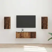 Prolenta Ensemble de 4 étagères murales pour télévision, en bois massif recyclé