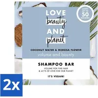 Love Beauty & Planet - Barre de shampooing - Eau de coco & Fleur de mimosa - Hydratation & volume - 90 g - Pack avantage - 2 pièces
