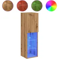 Syfax Meubles TV avec lumières LED 2pcs chêne artisanal 30,5x30x102cm