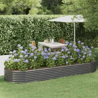 Syfax Lit surélevé de jardin Acier galvanisé 322x100x36cm gris