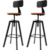 StarTech.com Vintage Industrial - Lot de 2 tabourets de bar - Réglables en hauteur - Pivotants - Assise en bois, structure en métal - Sans accoudoirs - Noir