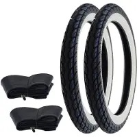 Kenda 2x Pneus Blancs K418 2.75-17 (2 3/4 x 17) 41P TT + chambre à air