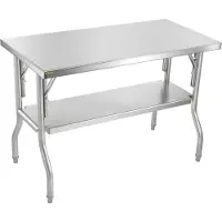 StarTech.com Table de travail de cuisine - Table de travail Gastro 1220 x 610 x 850 mm - Table de préparation inox 2 couches.