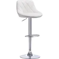 Merkloos Tabouret de bar design - Avec dossier - Chaise de bar ergonomique - Réglable en hauteur 60-82cm - Blanc - 1 pièce