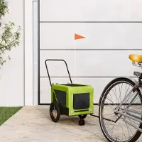 Prolenta Remorque de vélo exclusive - Pour chiens, couleurs vert et noir. Fabriquée en tissu Oxford et en fer