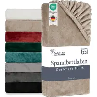Blumtal Drap-housse Cashmere Touch 200x200 cm peluche - Drap-housse 200x200 hiver en microfibre - Drap-housse doux 200x200cm beige